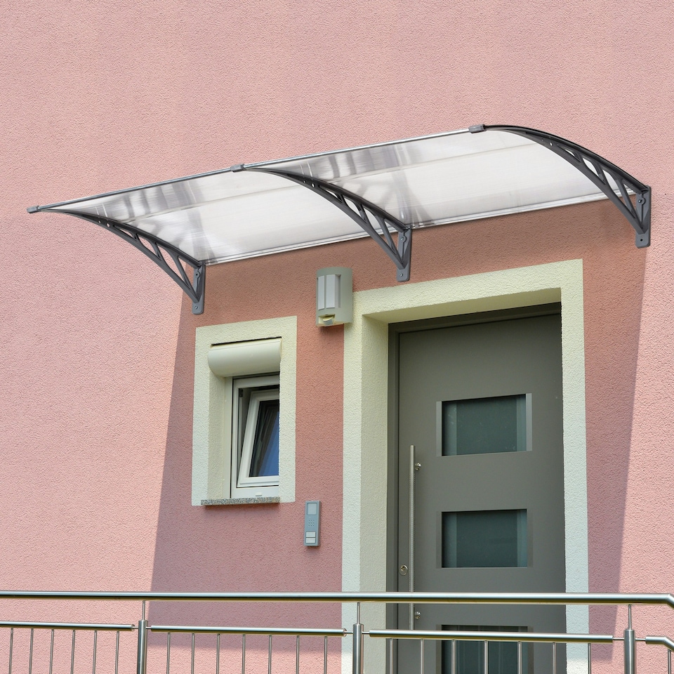 image 1 of Outsunny Door Canopy Awning Outdoor Window Rain Shelter for Door 196 x 75cm Clear | Clear