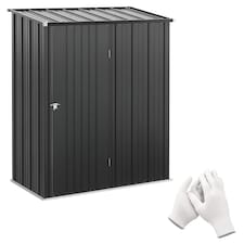 Outsunny 5ft x 3ft Lean to Garden Shed, Metal Outdoor Storage Shed with Single Lockable Door, Tool Storage Shed for Garden, Patio, Black