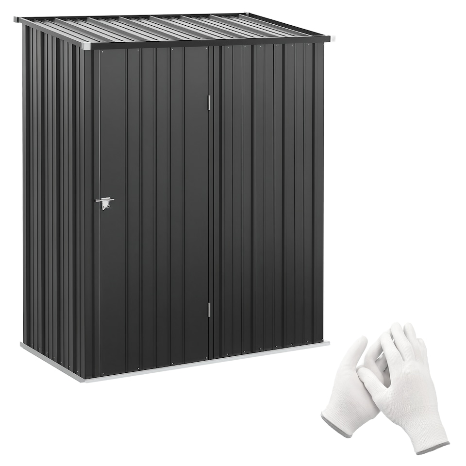 image 1 of Outsunny 5ft x 3ft Lean to Garden Shed, Metal Outdoor Storage Shed with Single Lockable Door, Tool Storage Shed for Garden, Patio, Black