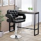 image 2 of HOMCOM Adjustable Height Barstool Steel Pole PU Leather, Black