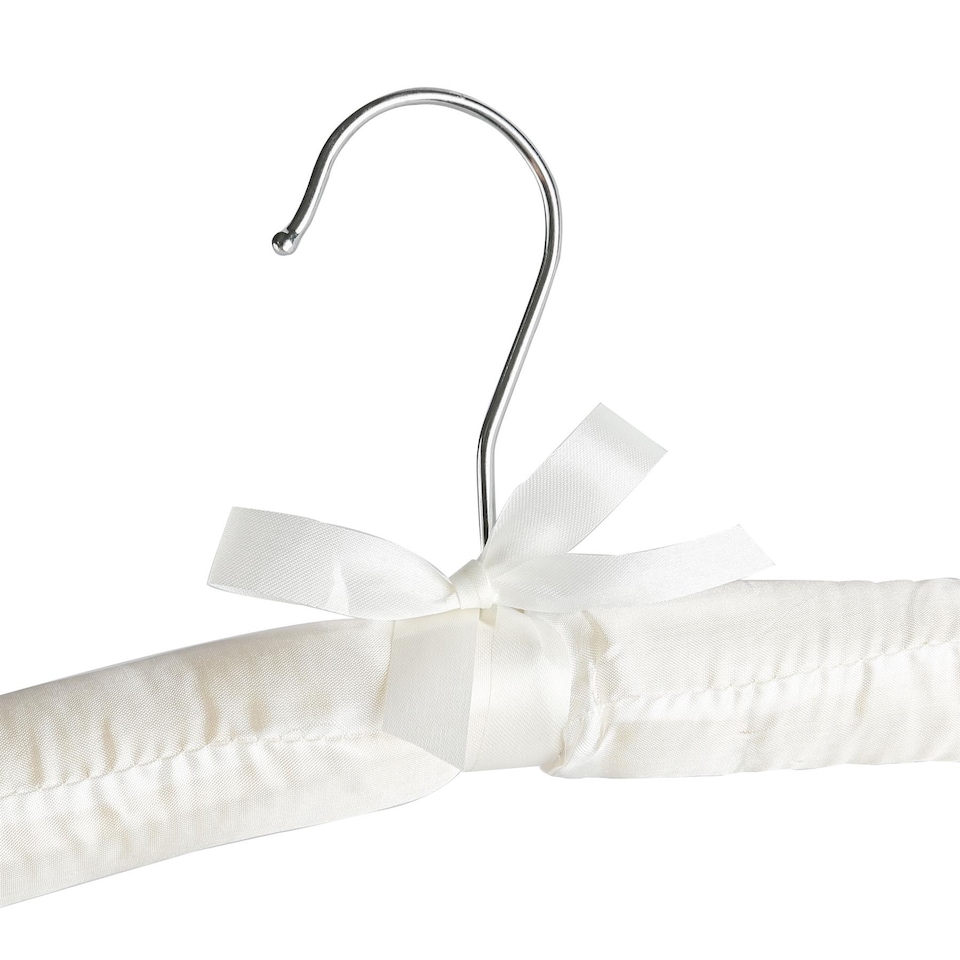 image 1 of Harbour Housewares Padded Satin Clothes Hangers - White - Pack of 10
