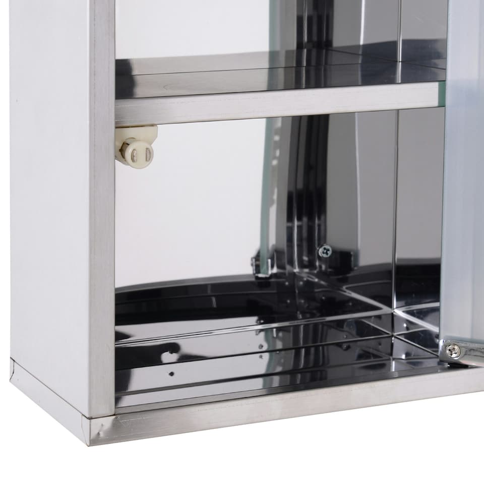 image 1 of HOMCOM Wall Mounted Medicine Cabinet First Aid Box Glass Door Lockable 3 Shelves Silver