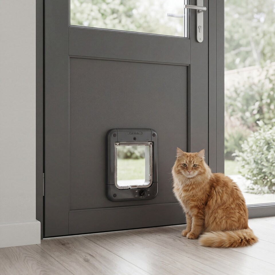 image 1 of Cat Mate Microchip Cat Flap with Manual Lock Grey (360) | Grey