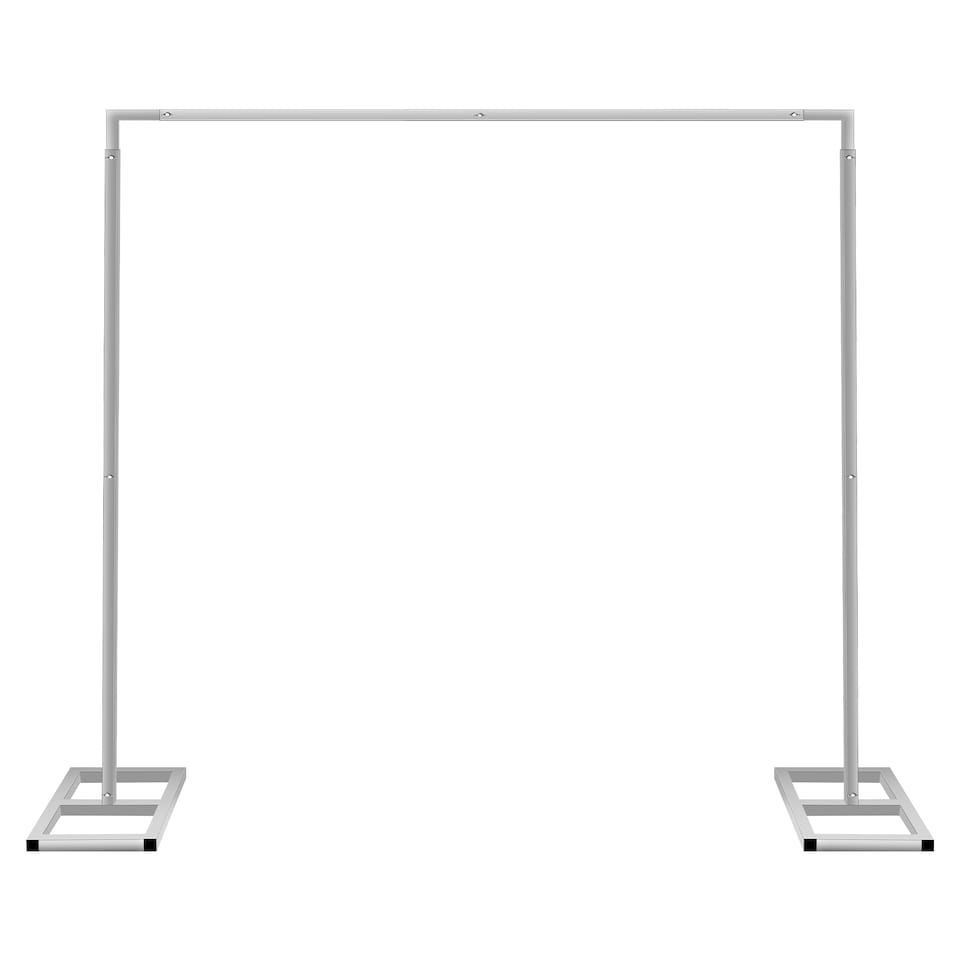 image 1 of 4x4m Silver Modular Rectangular Backdrop Stand Kit with Metal Frame - 2 Base, 6 Pipes