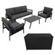 image 1 of Aluminium 4 Piece Sofa Set with Black Rattan Storage Box - Anthracite Grey
