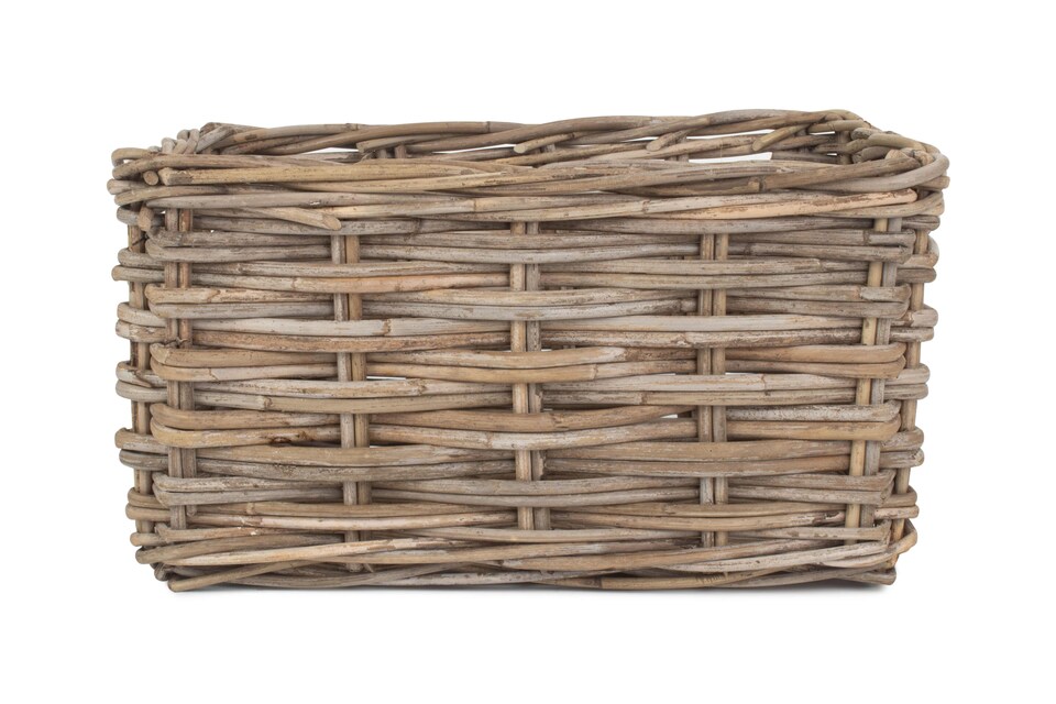 image 1 of Medium Rectangular Grey Rattan Storage Basket | Grey | Grey