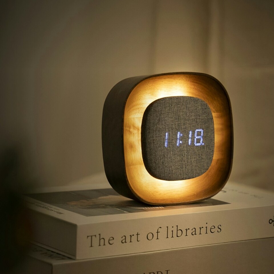 image 1 of Gingko Lumos Clock & Lamp - Square N/A | Walnut