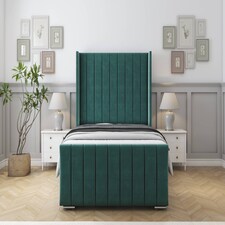 Sloomy Melbourne Emerald Plush Bed Frame With Mattress With 50" Upholstered Wingback Headboard 4' Small Double