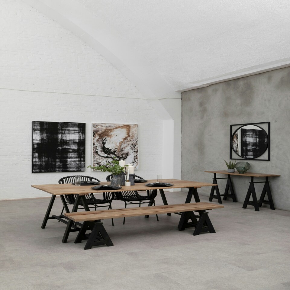 image 1 of Interiors By Premier Sturdy Unique Design Bench, Wooden Constructed Dining Bench For Dining Table, Versatile Design Modern Bench Cream