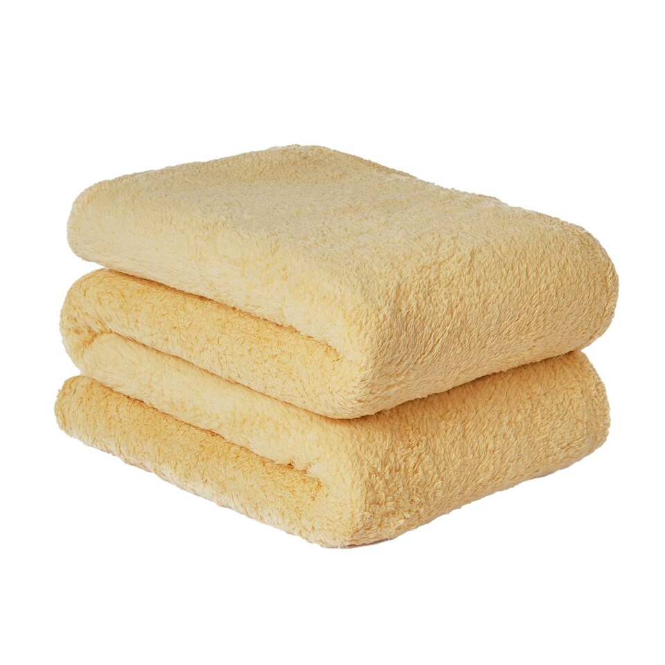 Brentfords Teddy Fleece Blanket Throw, 200x240cm Ochre Yellow Tesco