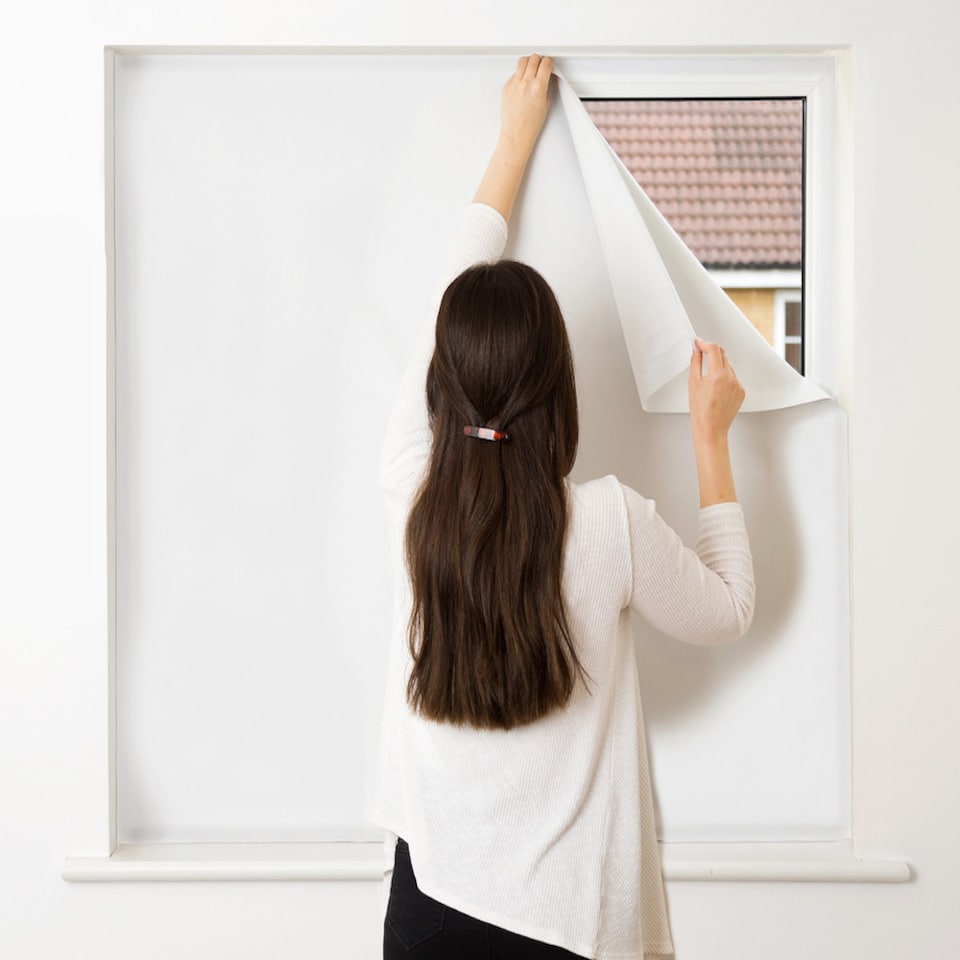 image 1 of Easyblinds easynight premium blackout blind, White, complete blackout, self-adhesive attachments, cut to size,shape up to 200x135cm | White | White | Not provided | 1