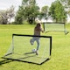 image 2 of HOMCOM Set of 2 Football Goal Net 6 x 3 ft Foldable Outdoor Sport Training Teens Adults Football with Carrying Bag Black