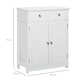 image 3 of kleankin Bathroom Floor Storage Cabinet w/ 2 Drawers Door Cupboard White