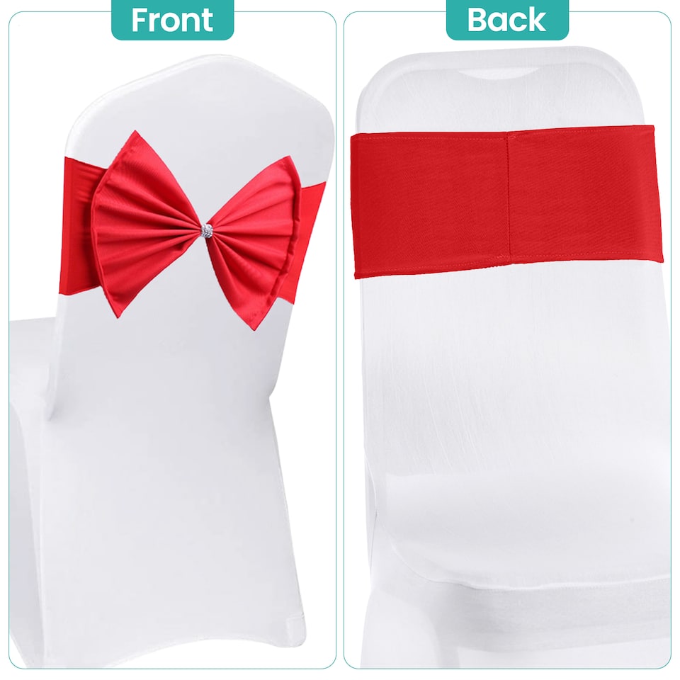 image 1 of Chair Bow Sashes, Elastic Spandex Stretch Chair Ties with Buckle - 1pc