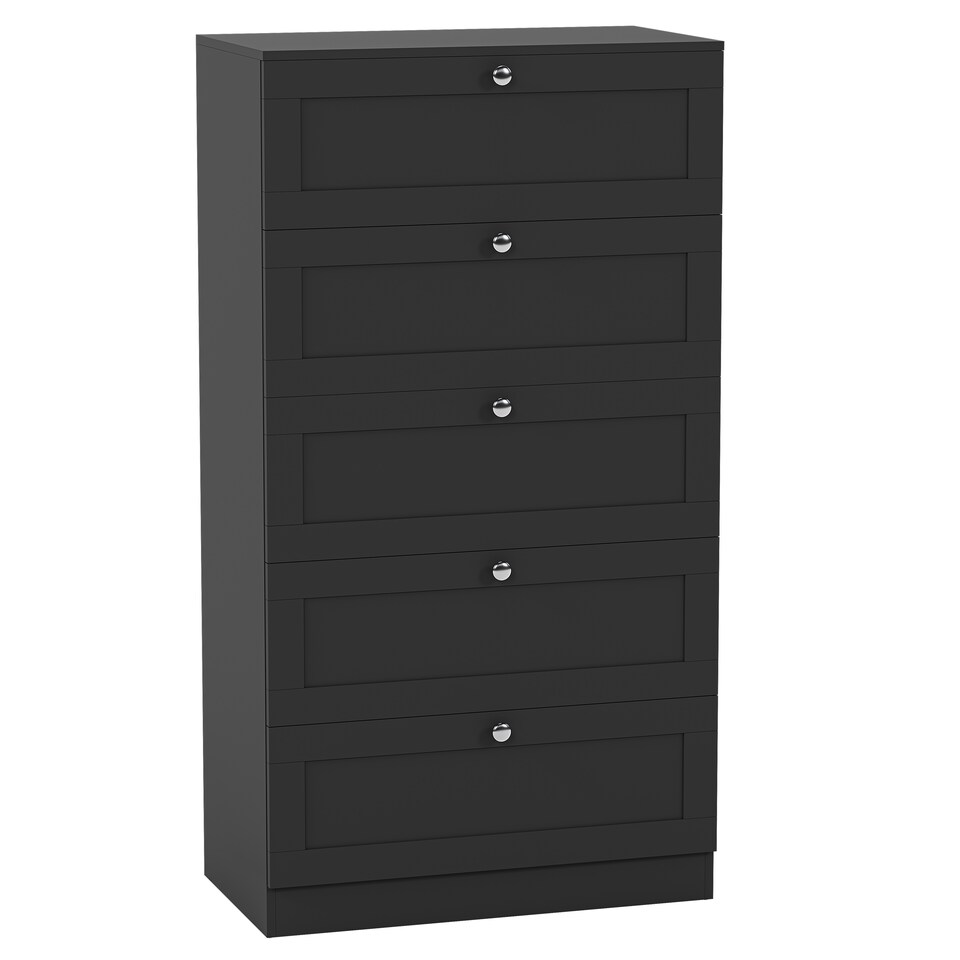 image 1 of Vida Designs Altino 4 Piece Bedroom Set (2x 3 Drawer Bedside, 5 Drawer Chest, 3 Door 2 Drawer Wardrobe), Black