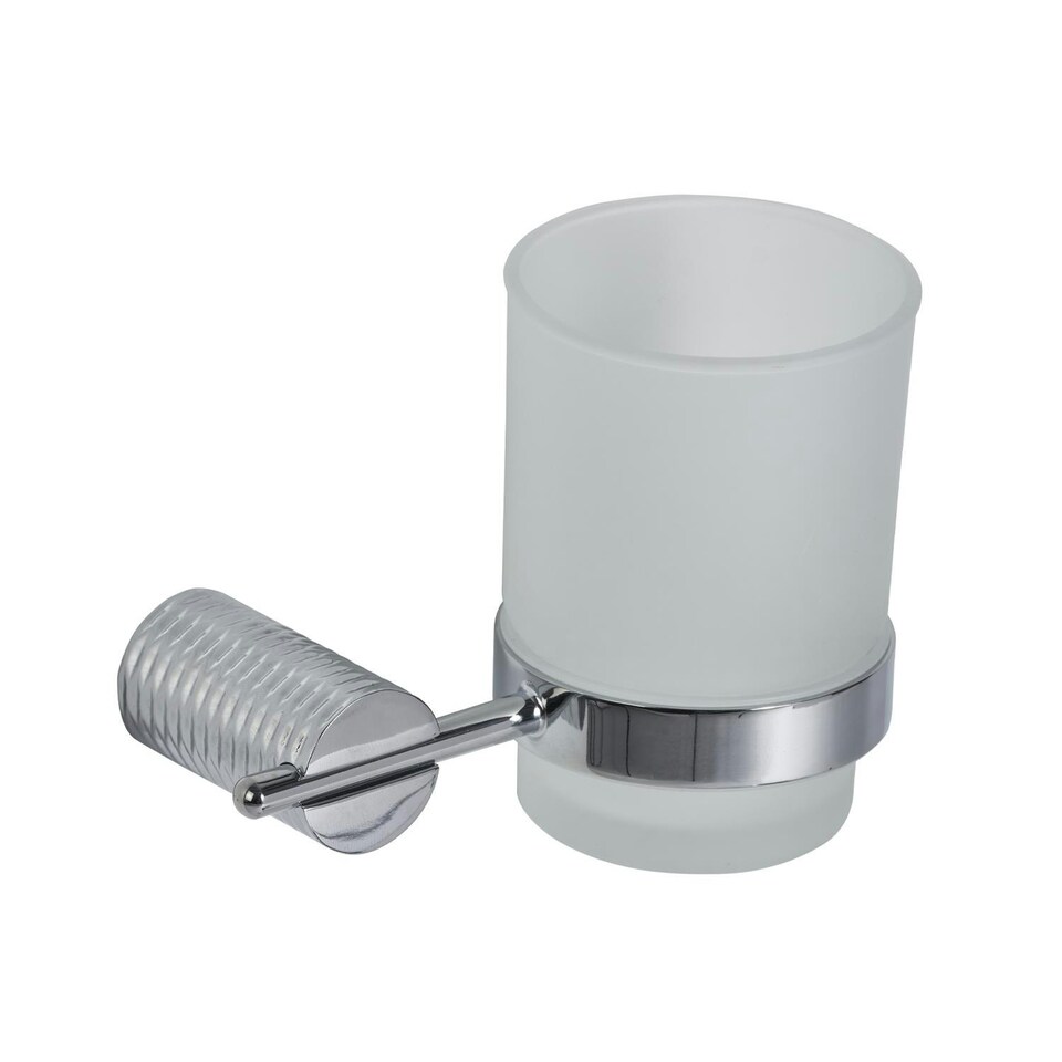 image 1 of Showerdrape Vitality Chrome Stainless Steel Wall Mounted Frosted Glass Toothbrush Holder