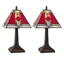 Set of 2 Avon - Tiffany Coloured Glass 39cm Table Lamps
