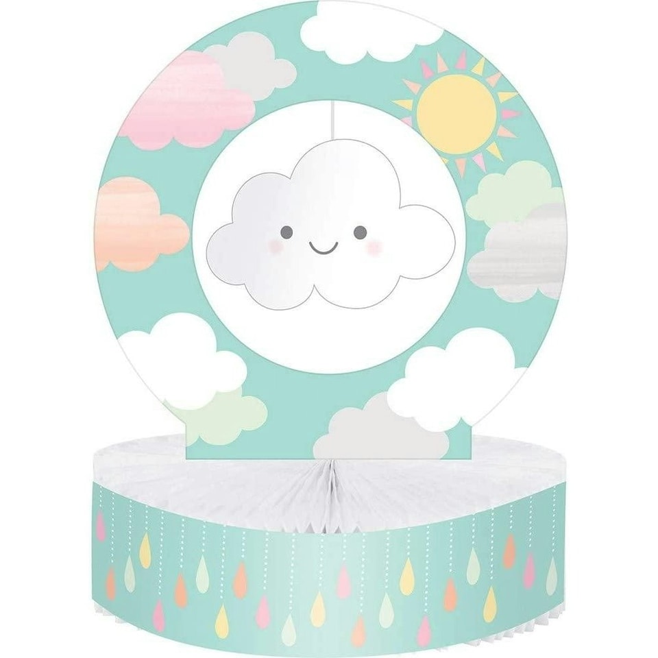 Creative Party Honeycomb Sun & Clouds Baby Shower Party Centrepiece - Blue/White/Yellow - One Size