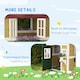 image 7 of Outsunny Wooden Playhouse with Doors, Wooden, Plant Pots for Kids - Beige | Cream | Beige