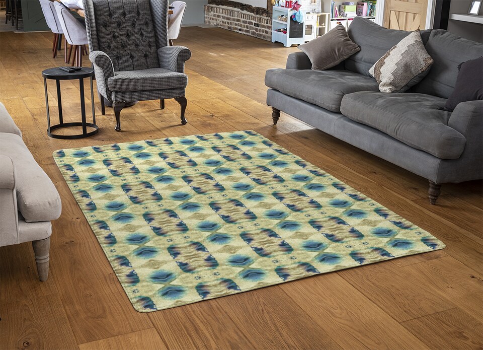 image 1 of Psychedelic Geometric Pattern Rug | Multi