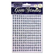 Pack of 210 Pearl Silver Self Adhesive 6mm Gem Stones by Icon Craft