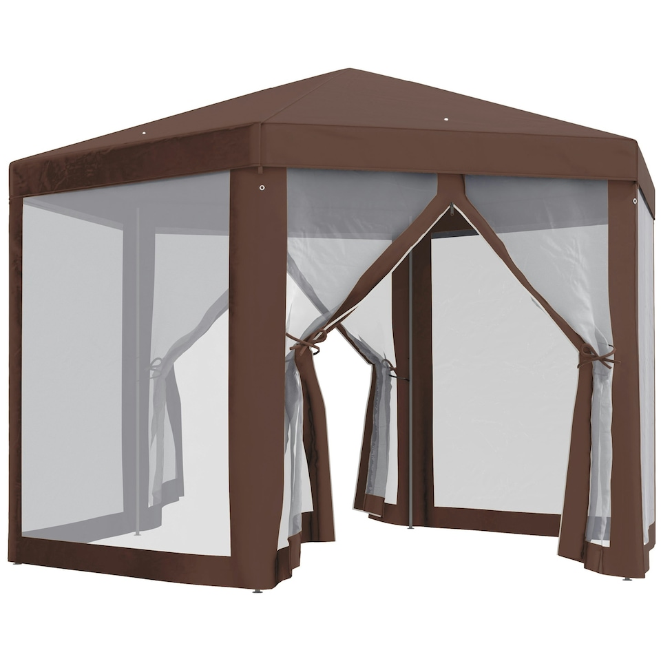 image 1 of Outsunny Hexagonal Garden Gazebo Party Tent Patio Marquee Canopy
