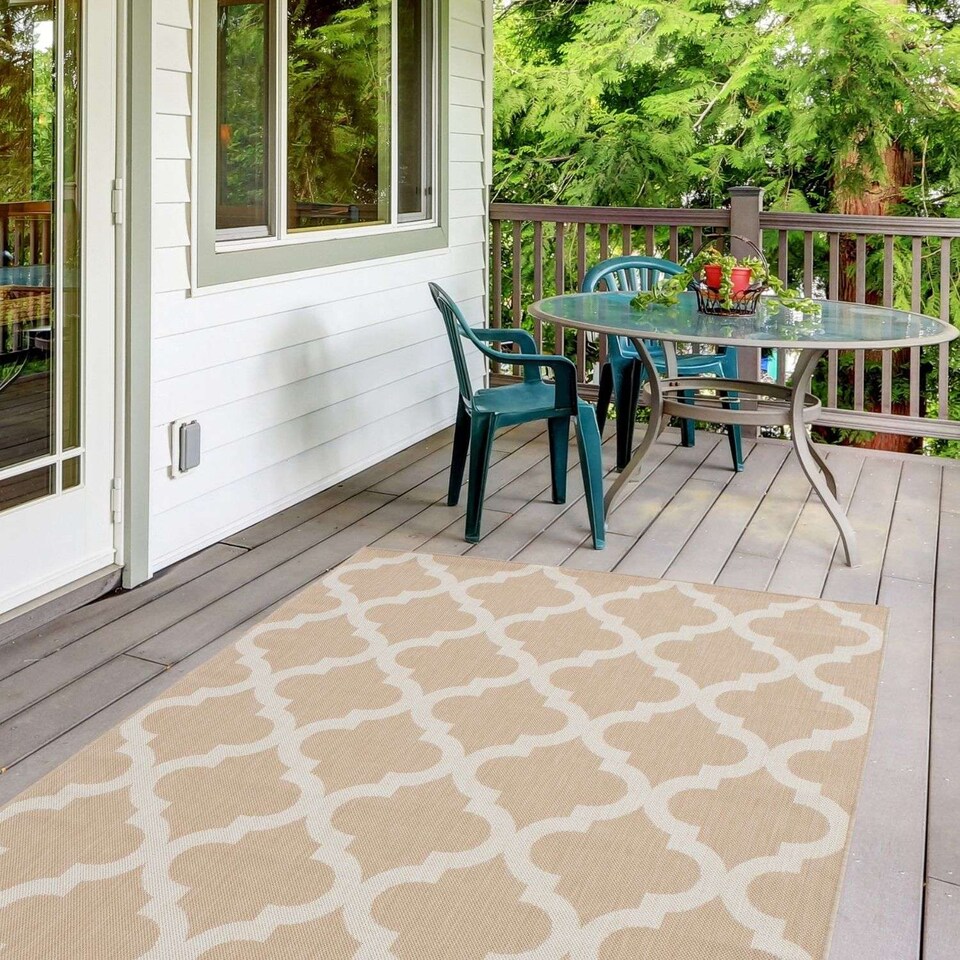 image 1 of The Rugs Outdoor Indoor Moroccan Garden Patio Rug Weatherproof Jet Washable | 400