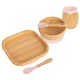 image 1 of Tiny Dining 5pc Bamboo Square Baby Weaning Set - Pastel Pink