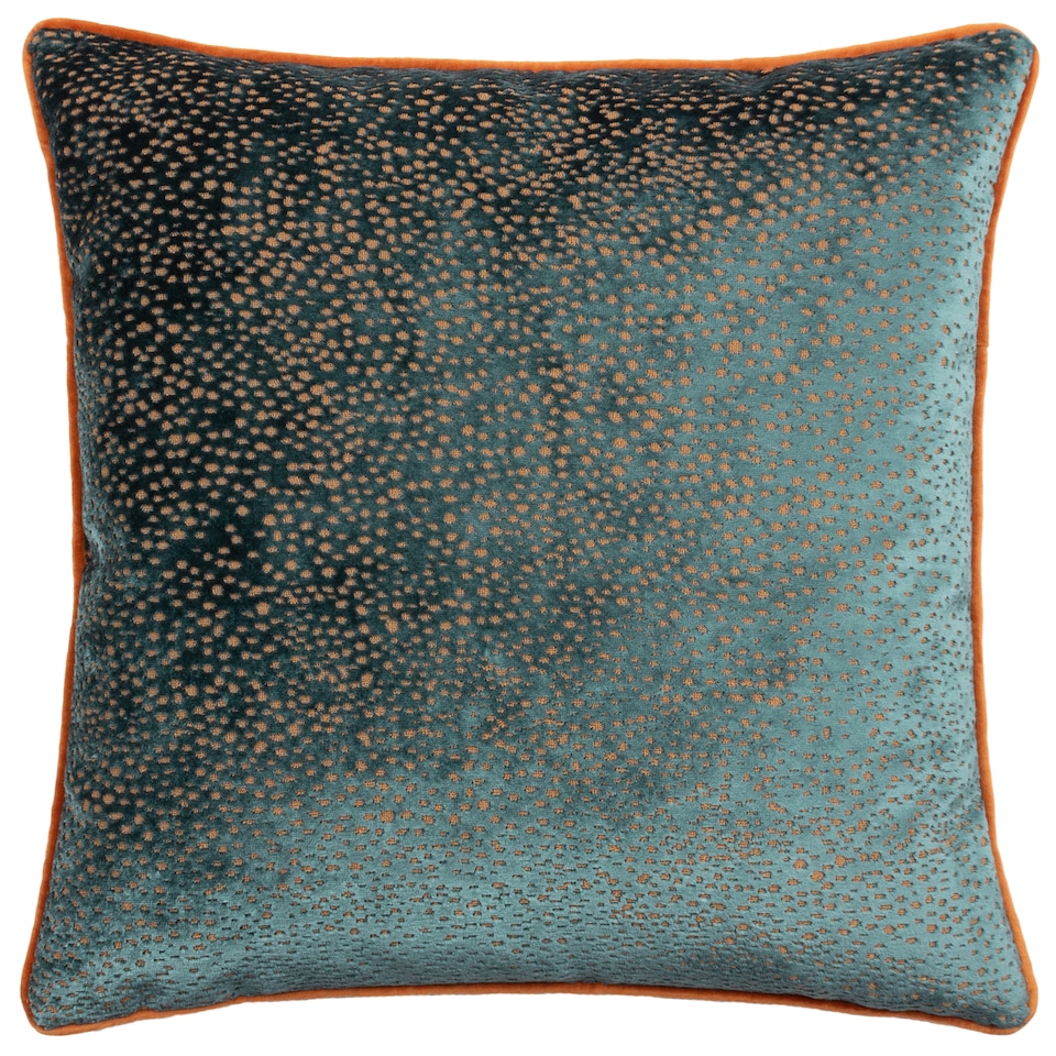 image 1 of Paoletti Estelle Spotted Cushion, Teal/Rust, 45 x 45cm