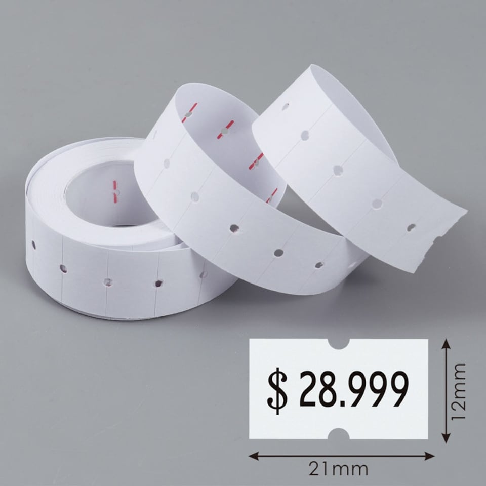 image 1 of Pack of 10 Foska Self Adhesive White Blank Price Label Rolls (5000 Tickets)