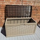 image 1 of 335 Litre Rattan Style Garden Cushion Storage Box with Sit on Lid – Dark Brown