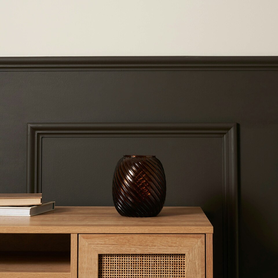 image 1 of BHS Cognac Lenticular Glass Vase, Amber