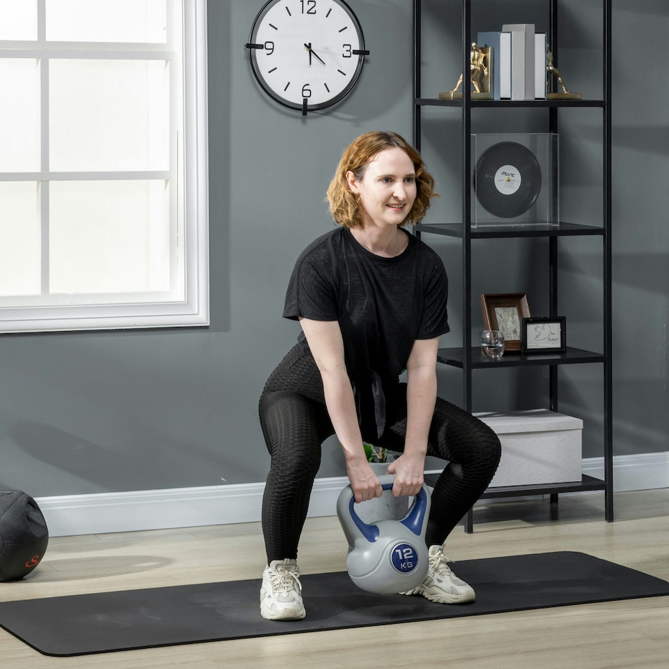image 1 of SPORTNOW Kettle Bell with Handle for Home Gym Blue | 12