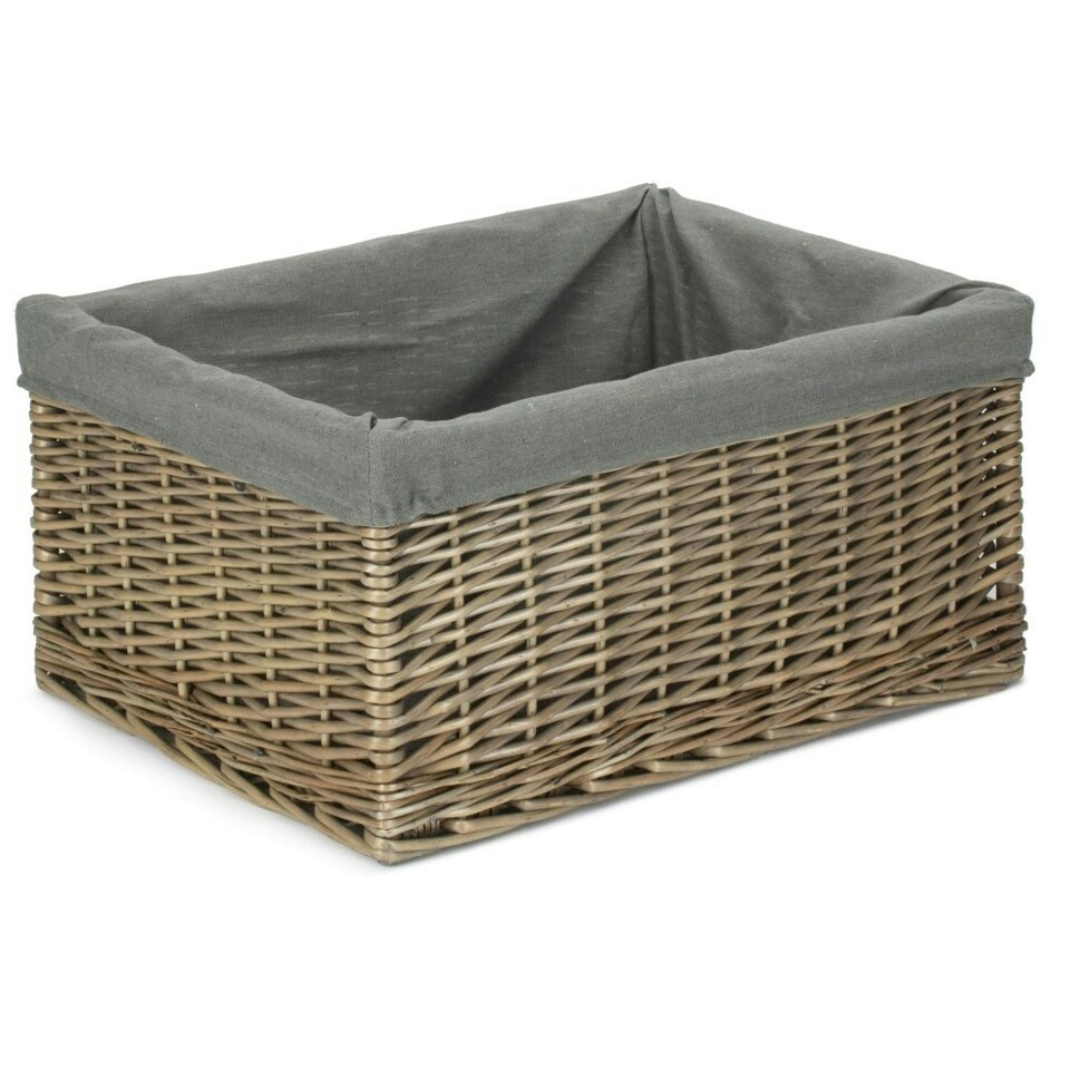 image 1 of Jumbo Antique Wash Storage Basket with Grey Sage Lining Grey | Grey | One Size