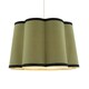 image 2 of Olive Green Linen Scallop Drum Lamp Shade with Black Cotton Trims Green