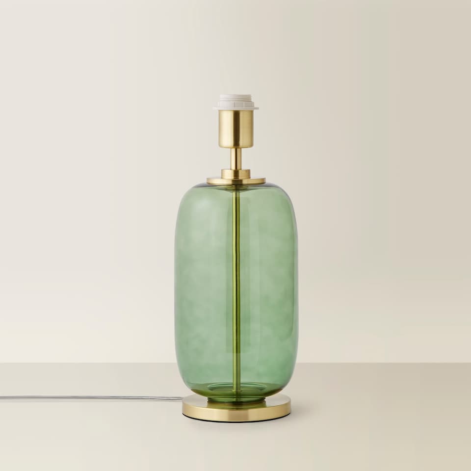 image 1 of ValueLights Leigh Forest Green Glass and Gold Detail Table Lamp Base | White