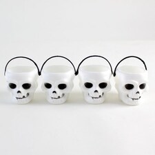 Skull Halloween Plastic Treat Pots - Pack of 4
