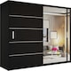 image 1 of Stylish 180cm Sliding Wardrobe with Full Mirror Door & Lined Panel Design | White, Black, Grey Finish Black | Black180cm