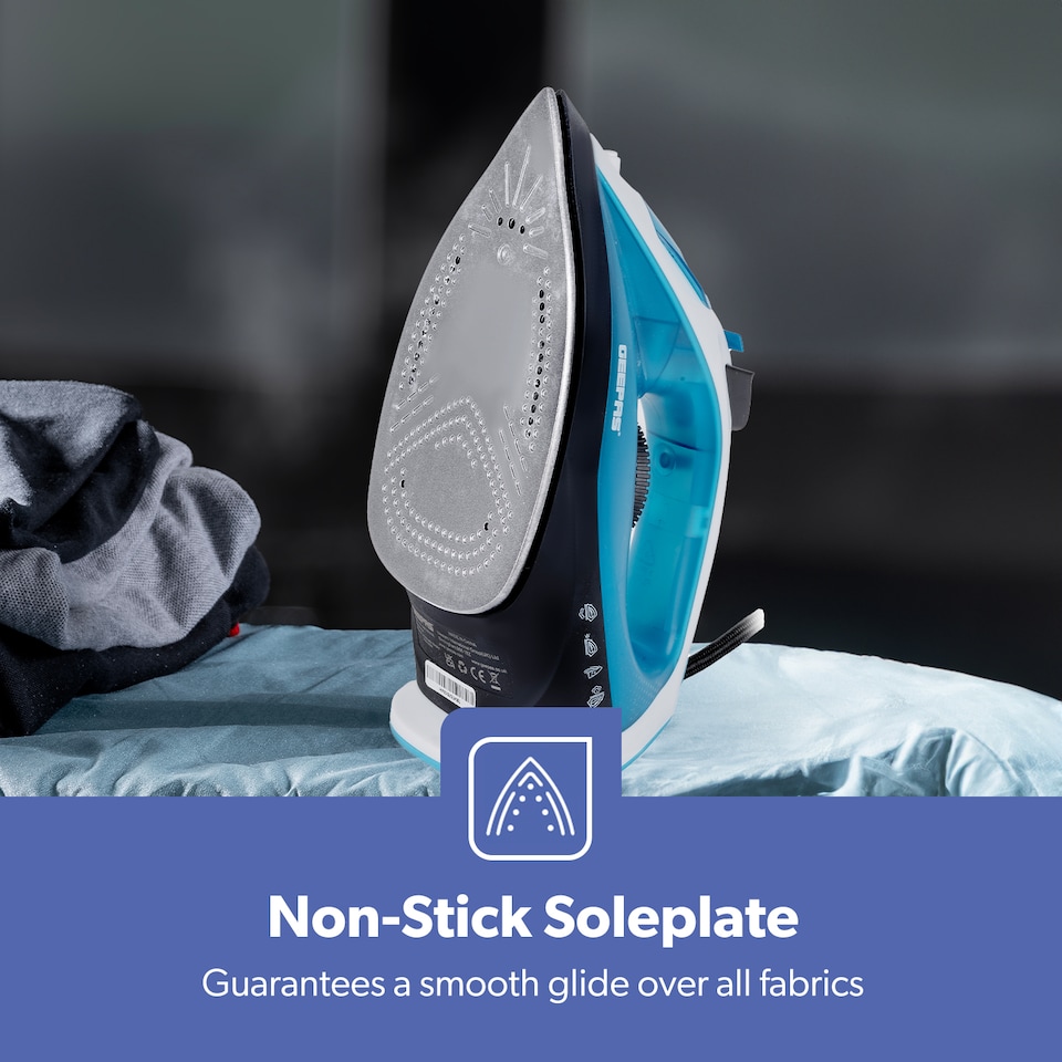 image 1 of GEEPAS Steam Iron With Non Stick Soleplate 1800W Blue