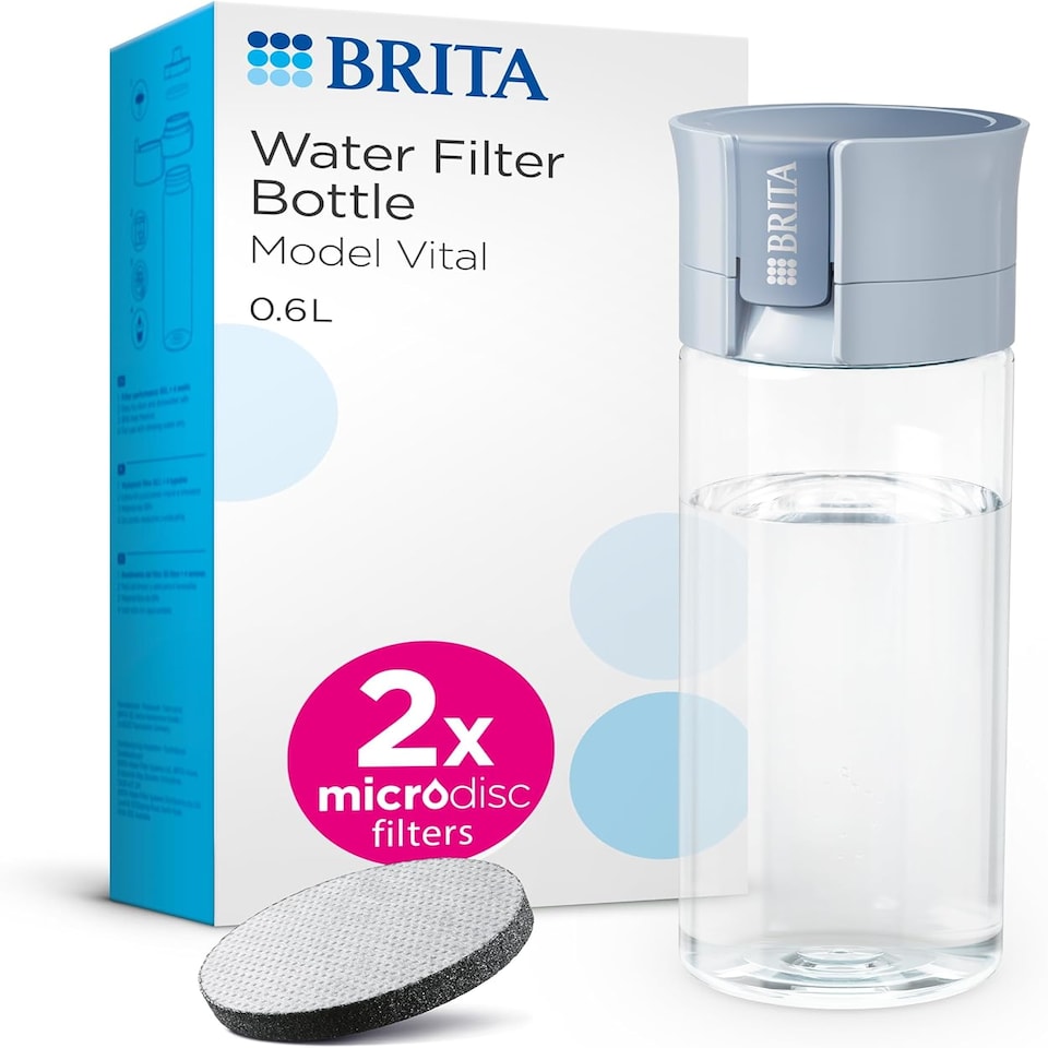 image 1 of BRITA Water Filter Bottle Light Blue (600ml) incl. 2x MicroDisc Filters