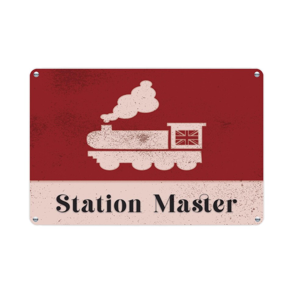 image 1 of Retro Train Landscape Metal Wall Plaque - Home Décor Gift - Station Master