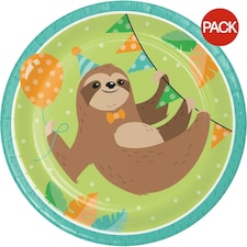 Creative Party Paper Sloth Dinner Plate (Pack of 8) - Multicoloured - One Size | Multi