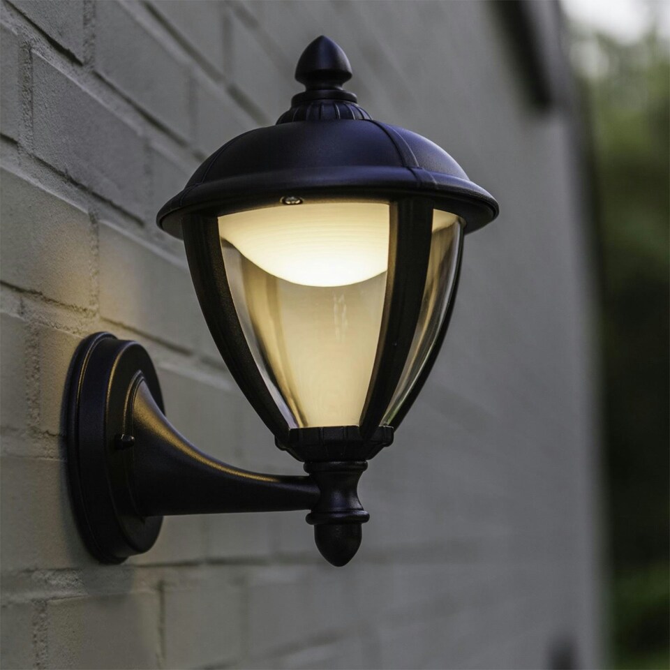 image 1 of Set of 2 Unite - Black LED Outdoor Porch Wall Lights Black | Clear