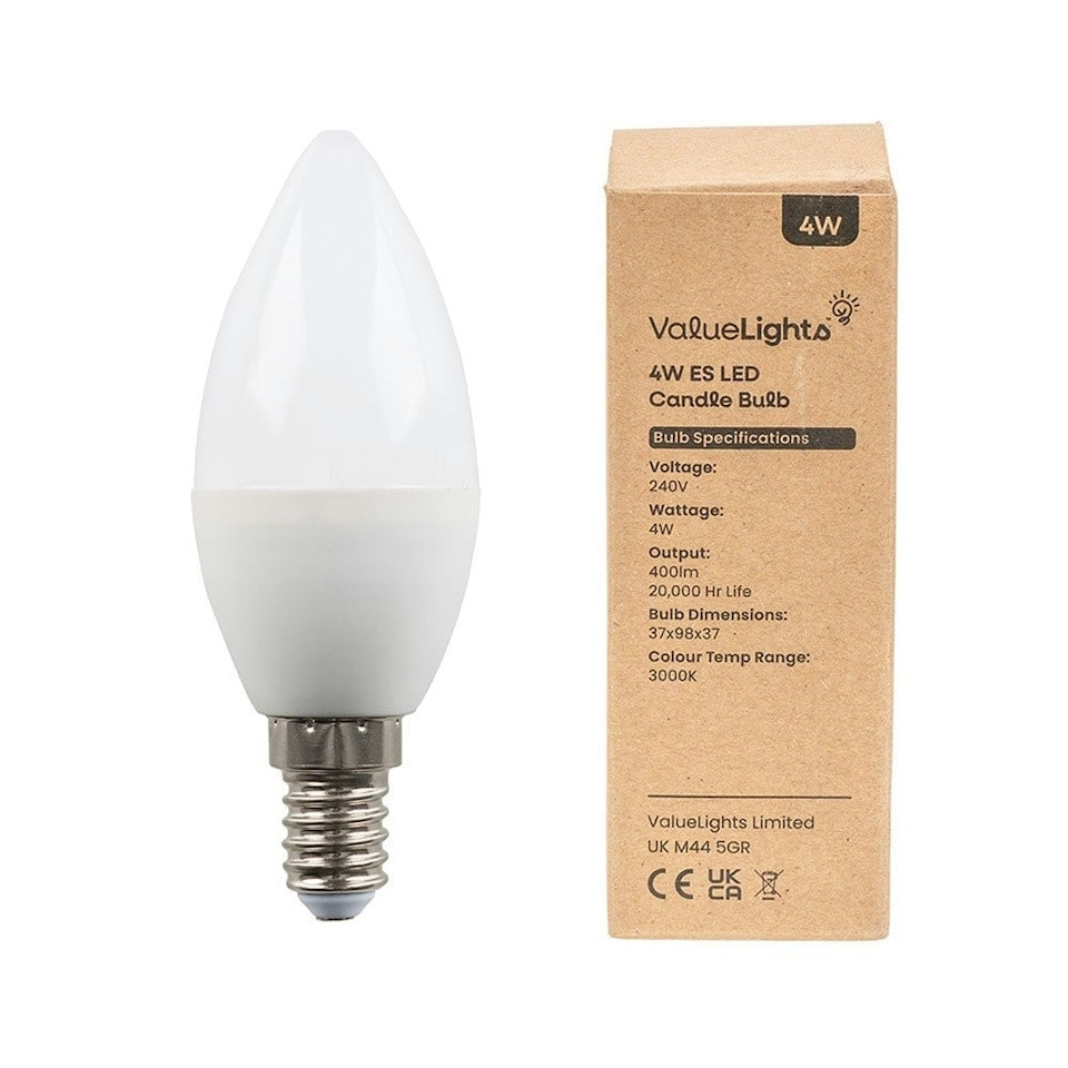 image 1 of ValueLights E14 Pack of 4 4W Candle Warm White LED Bulbs | White