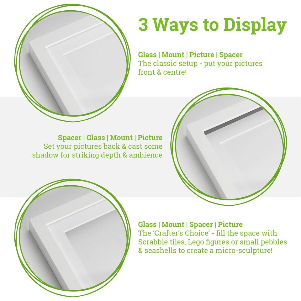 image 1 of Nicola Spring 5 x 7" Photo Frames - Black Mount 3D Photo Frame Picture Frame Box Portrait Display Case & Spacer (20 x 15cm) x2