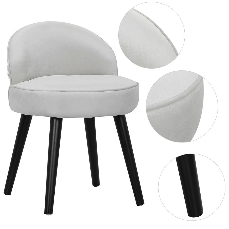 image 1 of Living and Home Velvet Dressing Table Stool - Grey White