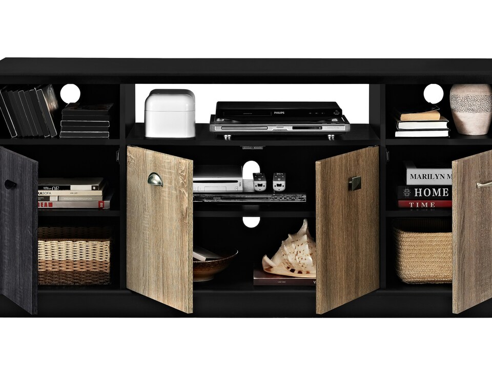 image 1 of Mercer TV Console with 4 Doors Multicolour/Black | Black | Black | One Size | 63