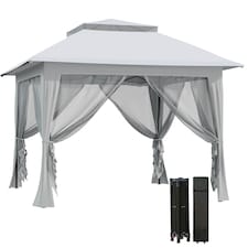 Outsunny 3.6 x 3.6m Pop-up Tent Gazebo Instant Canopy Steel w/ Bag | Grey | Light Grey