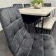 image 3 of Grey Dining Table with Hairpin Legs, Bench & 4 Black Velvet Chairs Set for Kitchen & Dining Room Grey