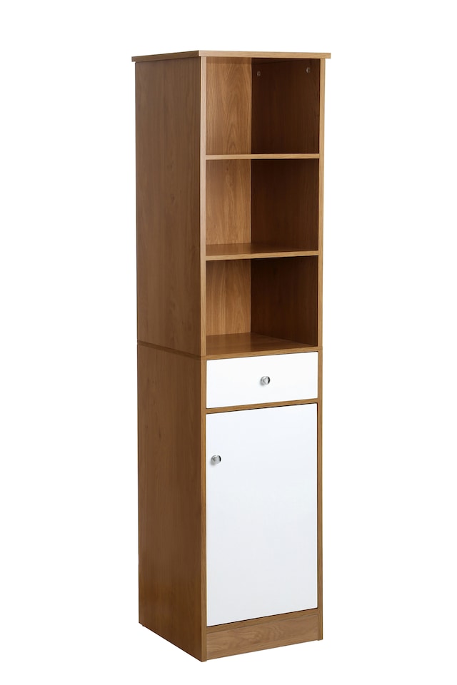 image 1 of Orsina Practical Design Oak Effect Floor Standing Cabinet, Stylish Display Cabinet, Slim Design Storage Unit